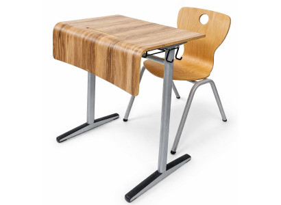 Modernes Schulmöbel Set mit Holzoptik und ergonomischem Stuhl