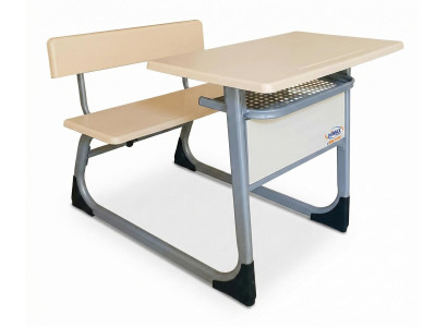 Moderne Schulbank mit stabilem Metallgestell und praktischem Korb