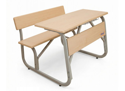 Schulbank Duo Classic mit Holzoptik und stabilem Metallgestell