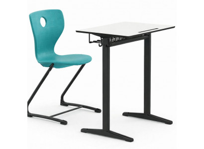 Schulmöbel Set Schulbank mit Stuhl Metallgestell modern kompakt
