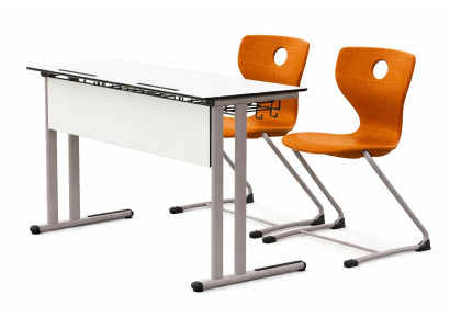 Schulmöbel Set Duo mit Schulbank und zwei ergonomischen Stühlen