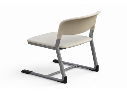Moderner Freischwinger Schulstuhl in Beige mit stabilem Metallgestell