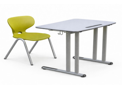 Modernes Schulmöbel Set mit Tisch und Stuhl in Grün und Metallgestell
