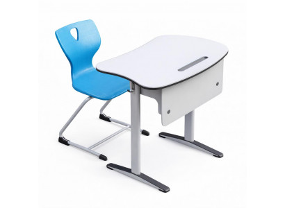Ergonomische Schulbank mit modernem Stuhl Set in Blau Farbdesign