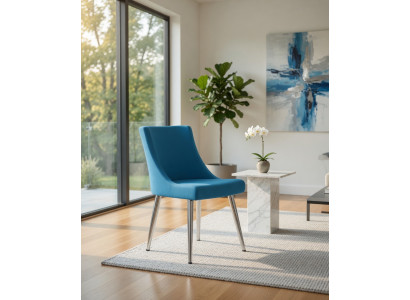 Bequemer Stuhl in Blau mit ergonomischem Design und stabilem Gestell