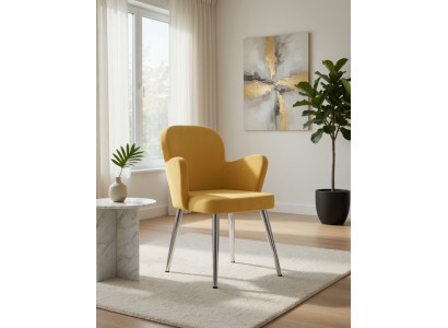 Stilvoller Stuhl in Gelb mit ergonomischem Design und stabilen Beinen
