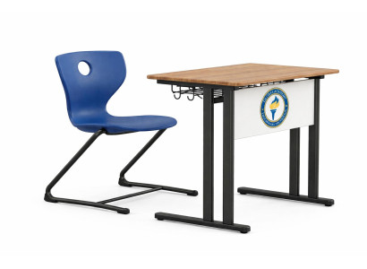 Moderne Schulbank mit stabilem Gestell und ergonomischem Stuhl