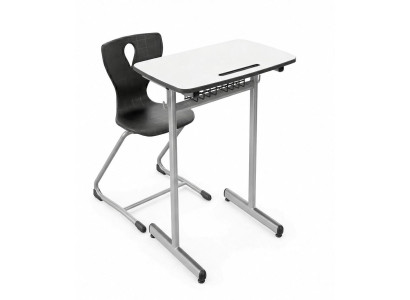 Moderne Schulbank mit stabilem Gestell und ergonomischem Schülerstuhl
