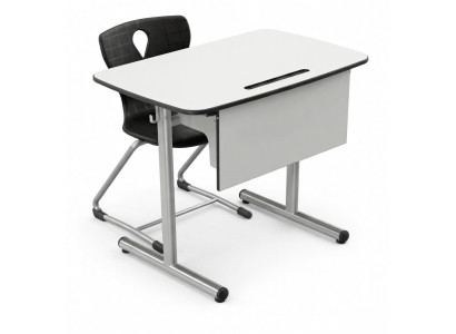 Moderne Schulbank mit stabilem Metallgestell und ergonomischem Stuhl