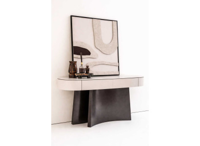 Moderner Konsolentisch 160 cm Beige Holz Designer Tisch Design Luxus