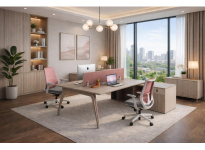 Funktionaler Arbeitstisch Exklusiver 2-Personen Bürotisch Edle Möbel