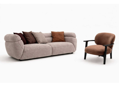 Modern Sofagarnitur 3+1 Sitzer Designer Wohnzimmer Beige Polstermöbel