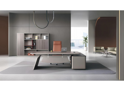 Robustes Büro-Set Designer Schreibtisch Exklusives Bücherregal 2tlg