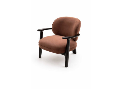 Designer Sessel Braun Stoff Holz Modern Wohnzimmer Komfort Stil