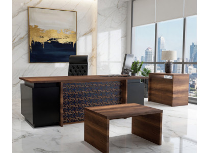 Arbeitszimmer-Set Schreibtisch Couchtisch und Sideboard Braun Holz
