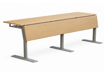 Modularer Schreibtisch mit Holzoberfläche und stabilem Metallgestell