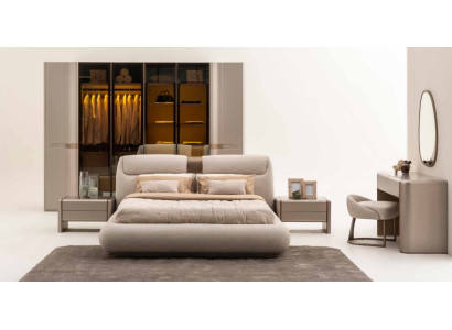 Komplettes Schlafzimmer Bett + 2x Nachttische Modern Schminktisch Set 7tlg