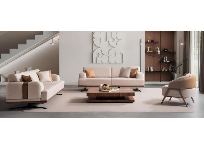 Stilvolles Sofa Set Designer Polstercouchen Textil Sessel 3tlg