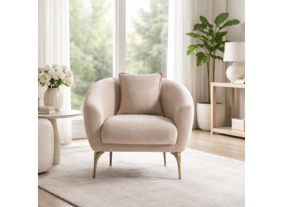 Beiger Bequemer Polstersessel Stilvoller Loungesessel Wohnzimmer Möbel