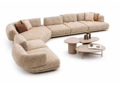 Wohnzimmer Komfortabler Ecksofa L-form Modernes Sofa Beige Polstermöbel