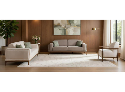 Moderne Beige Wohnzimmer Polstergarnitur Edle 3-Sitzer Sofas Sessel