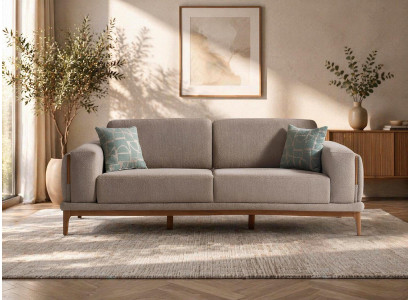 Elegantes Beiges 3-Sitzer Sofa Moderne Wohnzimmer 3-er Couch