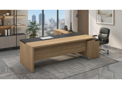 Stilvoller Schreibtisch Holz Beige mit klarer Linienführung