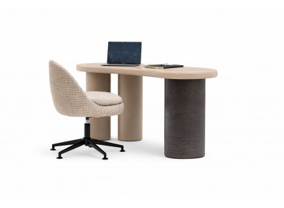 Schreibtisch Holz Beige mit Komfortabler Stuhl Eleganter Modernem Design