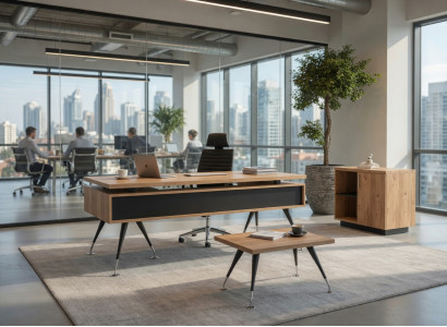 Modernes Büro Set Schreibtisch mit Sideboard und Couchtisch Möbel