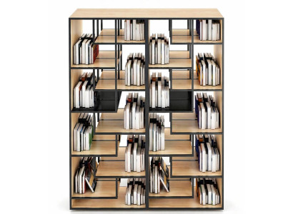 Modernes Bücherregal im minimalistischen Design mit offenen Fächern