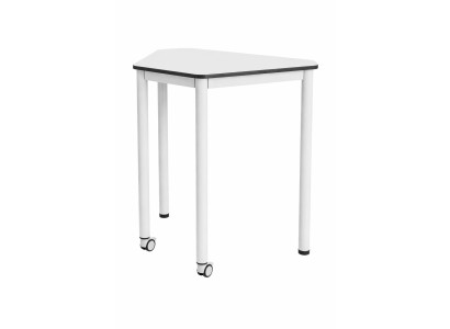 Moderner Schreibtisch im minimalistischen Design mit Rollen und Ecken