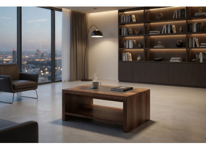 Funktionaler Couchtisch im minimalistischen Design aus Holz
