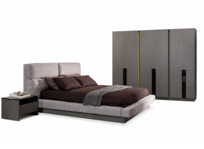 Moderner Bett+Nachttische Schlafzimmer Kleiderschrank Designer Set