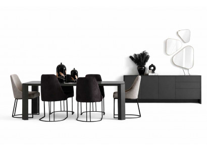 Moderner Esstisch mit 6x Stühle Luxusmöbel Esszimmer Sideboard Set