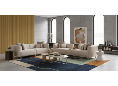 Exklusive 3-tlg Garnitur: 2 Sofas runder Couchtisch für stilvolles Zuhause