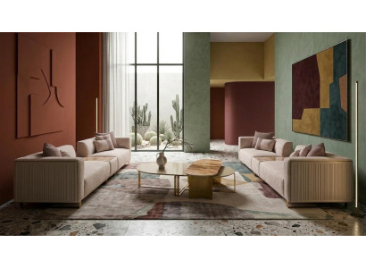 Luxuriöses großes Wohnzimmer-Set 3-Sitzer-Sofas Couchtisch modern
