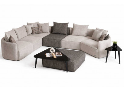 Wohnzimmer Luxusmöbel Ecksofa L-form Komplettes Couchtisch mit Beistelltisch