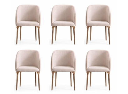 Set von 6 modernen Sesseln mit gepolstertem Sitz und Metallbeinen