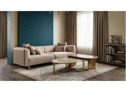 Luxuriöses  Wohnzimmer Set: Designer 3-Sitzer Sofa und Couchtisch