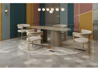 Exklusive 5tlg Esszimmer Set: lux Esstisch und 4 stilvolle Stühle