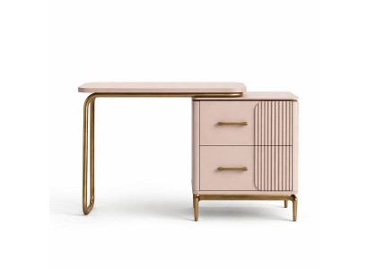 Eleganter Frisiertisch mit goldenen Akzenten und moderner Struktur