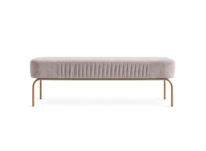 Elegante Polsterbank mit plissiertem Stoff und goldenen Beinen