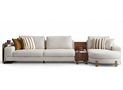 Ecksofa L-Form Stoff Beige Modern Minimalistisch Weich Mini-Tische