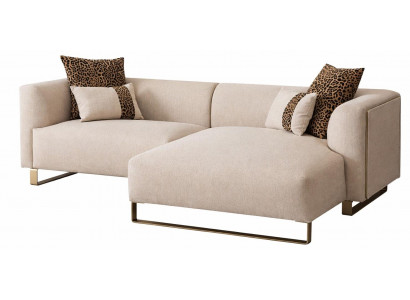 Luxuriöses beiges Ecksofa Stoffsofa Designersofa Wohnzimmermöbel