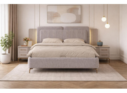 Modernes Bett-Set mit 2 Nachttischen im minimalistischen Design