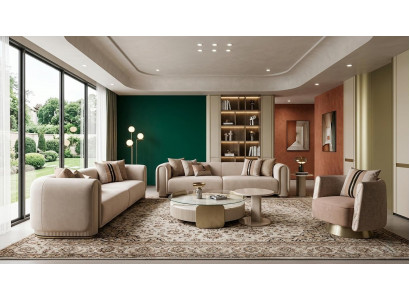 Luxuriöses Wohnzimmer-Set  3-Sitzer-Sofas  Sessel  Couchtisch  Beistelltisch