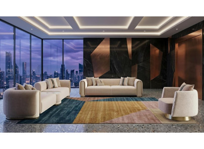 Beiges Wohnzimmer-Set 3-Sitzer-Sofas  Sessel  Wohnzimmermöbel  modern