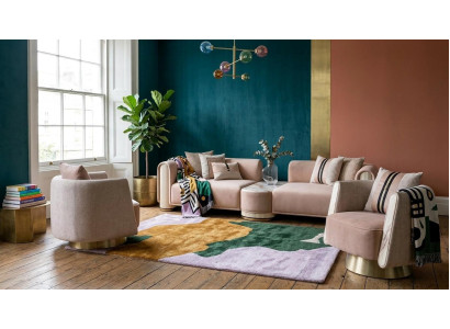 Luxuriöses beiges Wohnzimmer-Set 3-Sitzer-Sofa  Sessel  Designermöbel