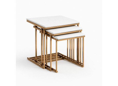 Eleganter verschachtelbarer Beistelltisch mit Bronze-Gestell edlem