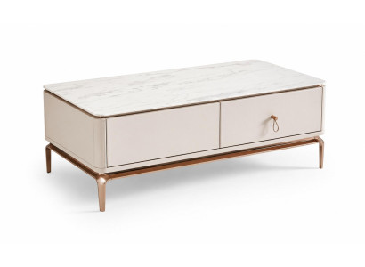 Moderner Couchtisch mit Marmoroptik und elegantem Metallrahmen